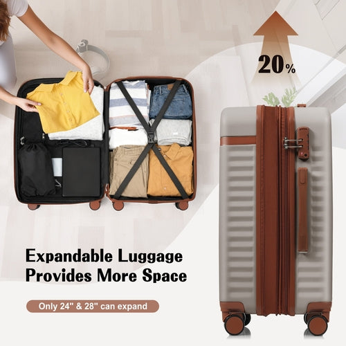 Luggage Set of 3, 20inch with USB Port, front opening design Airline