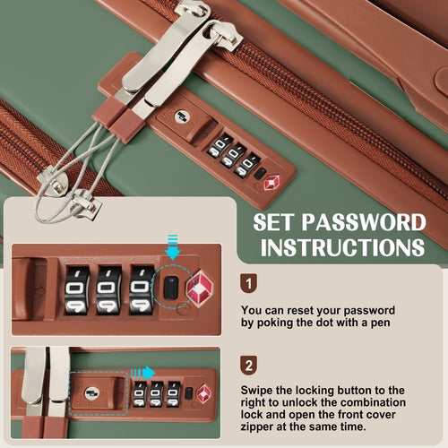 Luggage Set of 3, 20inch with USB Port, front opening design Airline